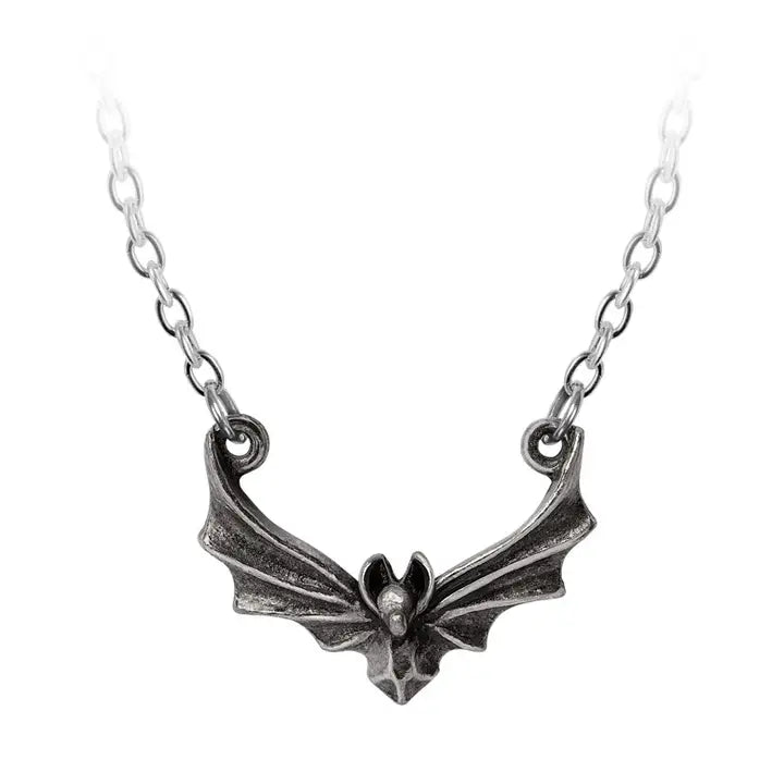 Alchemy Gothic "The Belfry" Halskette | Fledermaus Anhänger "Der Dachboden" | Zinn Schmuck ca. 2,4 x 1,8 cm