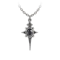Alchemy Gothic "Star of Life" Halskette | Sterne des Lebens Anhänger | Schwarzer Kristall | Zinn Schmuck ca. 1,7 x 3,2 cm