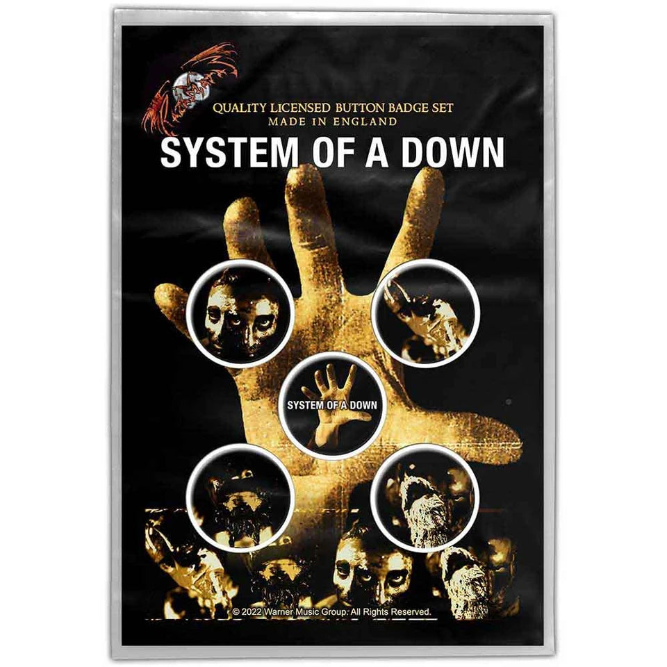 System Of A Down Button Badge Set – Hand (25mm)