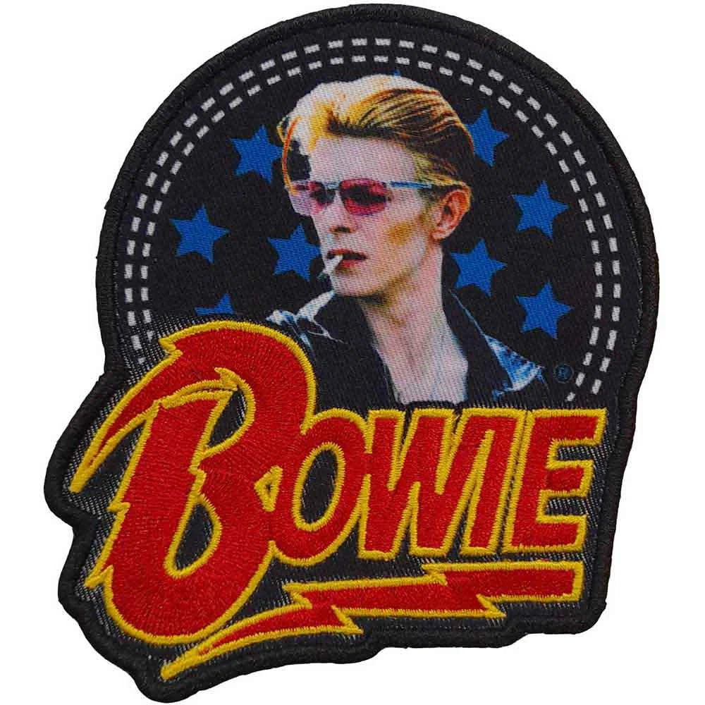 David Bowie Patch | Smoking Logo Aufnäher zum Aufbügeln | Classic Rock Merch | 10 x 7,5 cm