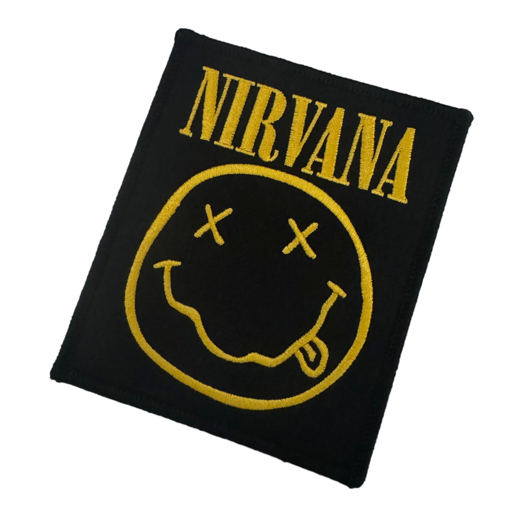 Official Nirvana Patch | "Happy Face" Woven Patch | Grunge Merch | Iron-on | 10 x 10 cm