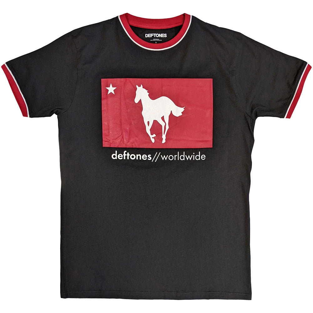 Deftones Unisex Ringer T-Shirt – Star & Pony (Schwarz)