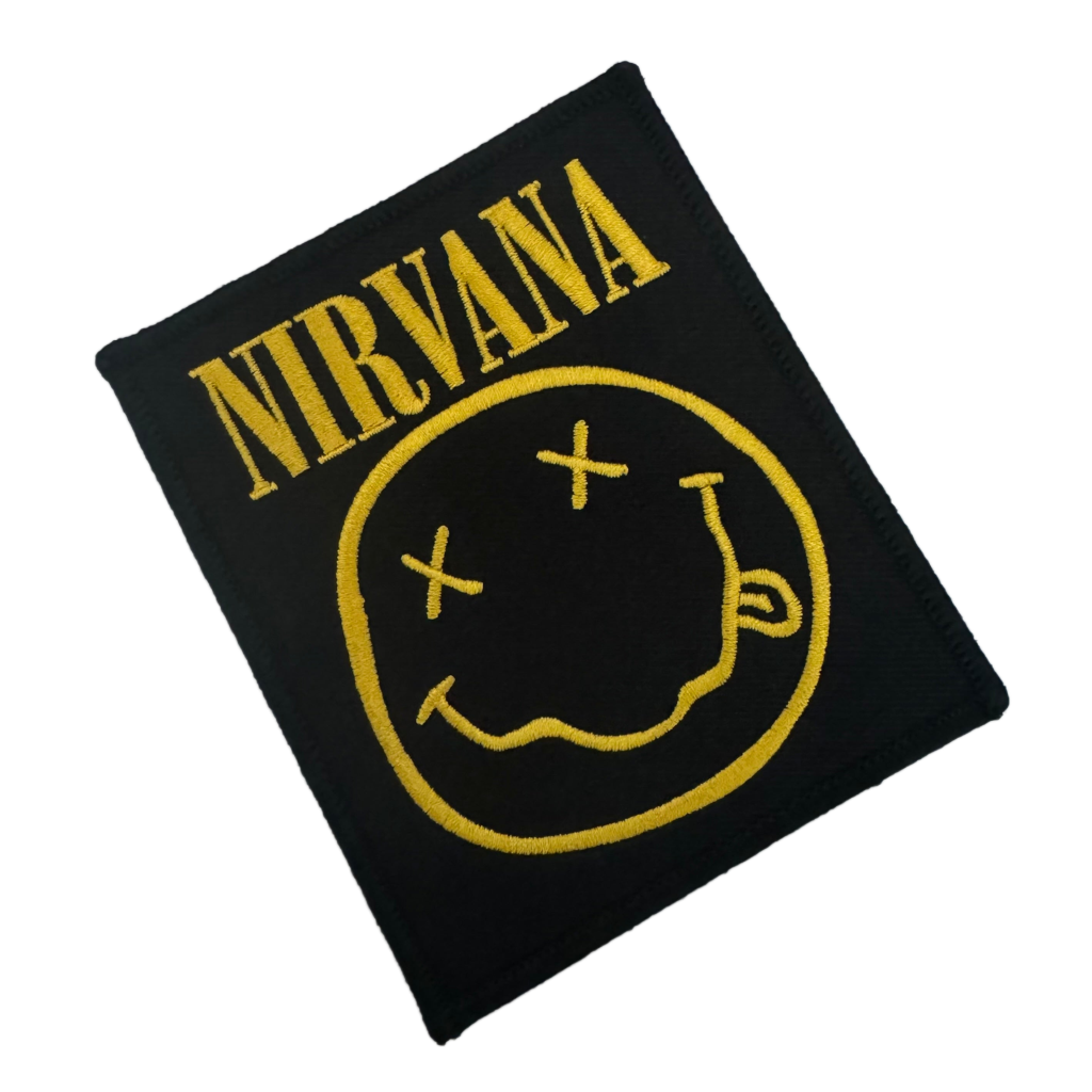 Official Nirvana Patch | "Happy Face" Woven Patch | Grunge Merch | Iron-on | 10 x 10 cm