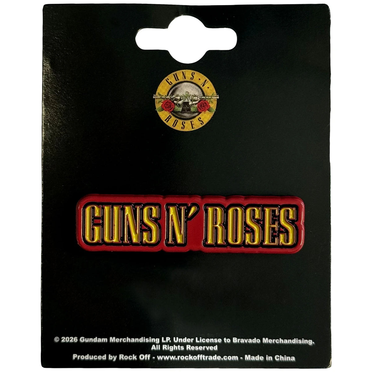 Guns N' Roses Ansteckpin – Text Logo (Metall / Gelb-Rot)