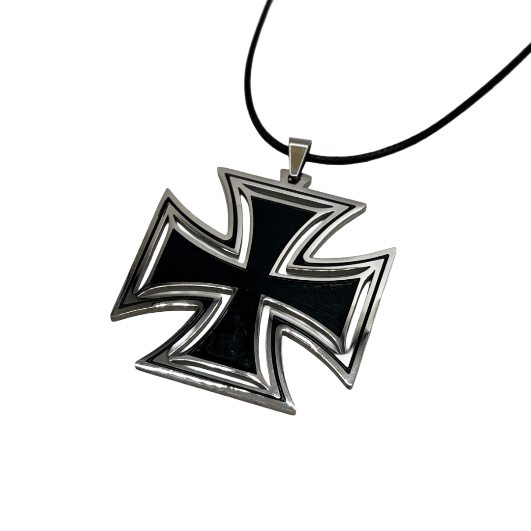 Eisernes Kreuz Kette – Edelstahl Anhänger Herren Schmuck – Ritter Templer Gothic Rock Biker – 5 x 5 cm
