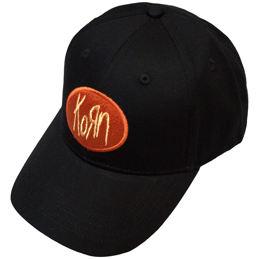 Korn Cap – Oval Logo (Schwarz / Front- & Back-Stick)
