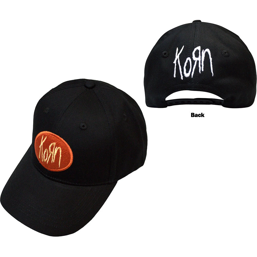 Korn Cap - Oval Logo (Black / Front & Back Stitch)