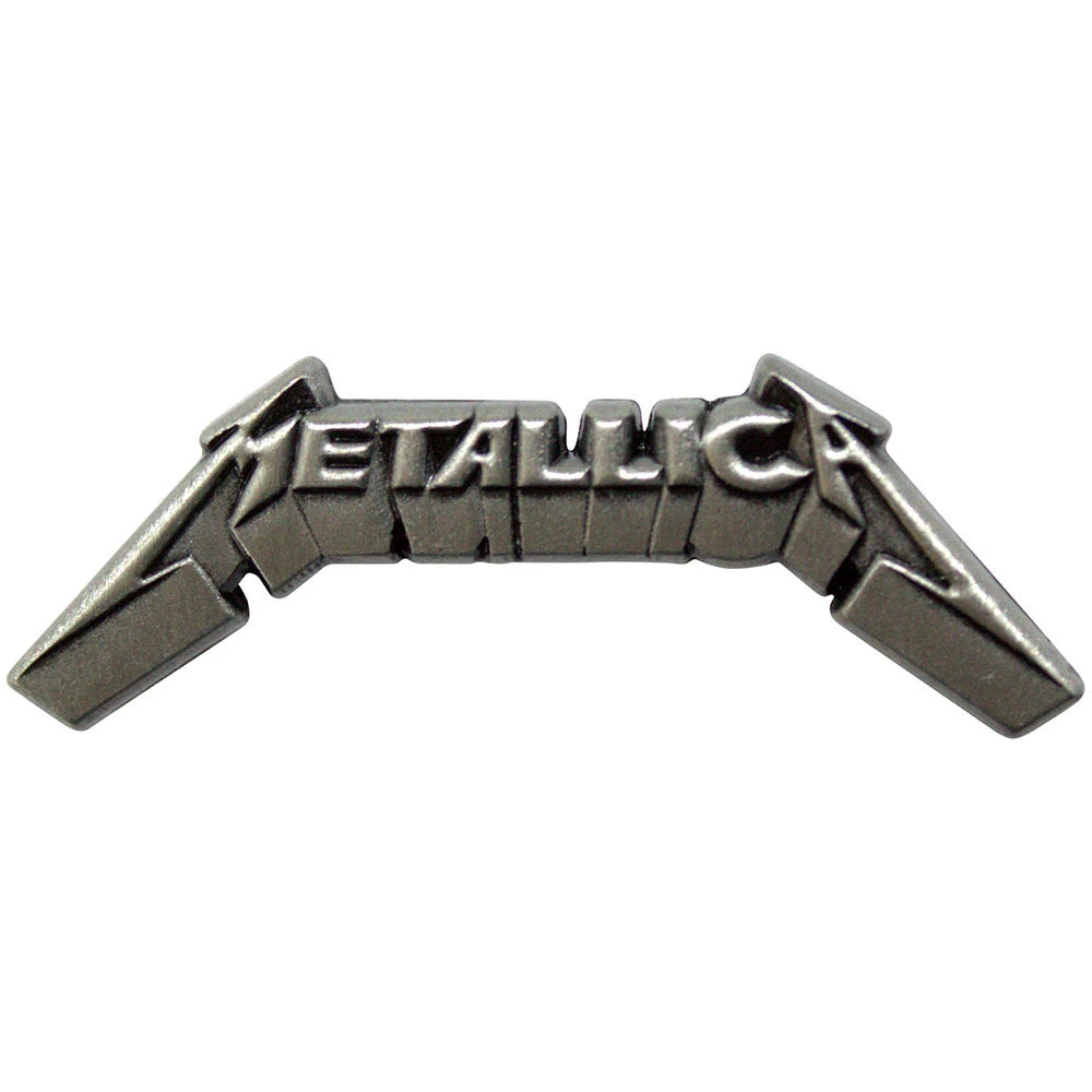 Metallica Ansteckpin – 3D Logo (40mm / Antik-Silber)
