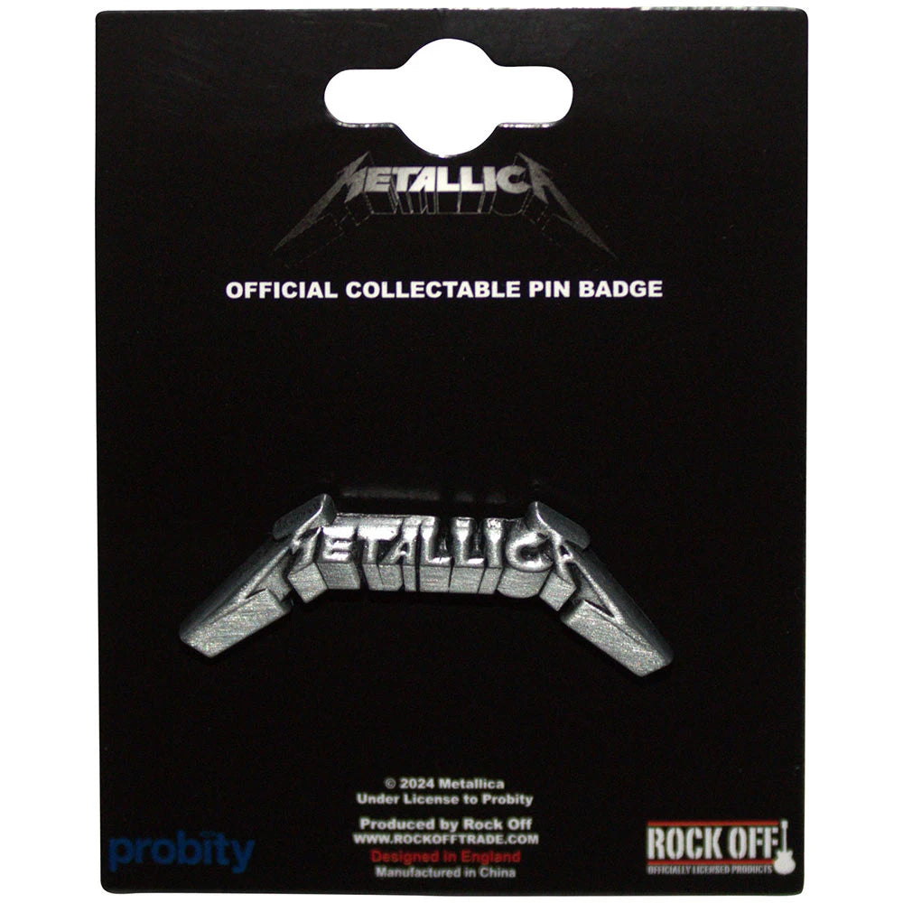 Metallica Ansteckpin – 3D Logo (40mm / Antik-Silber)