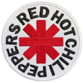 Red Hot Chili Peppers Patch | Asterisk (White) Woven Aufnäher zum Aufbügeln | Funk Rock Band Merch | Ø 7,6 cm