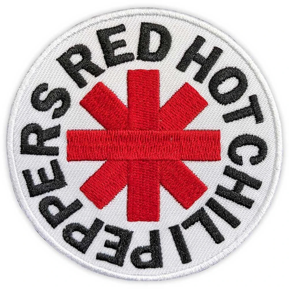 Red Hot Chili Peppers Patch | Asterisk (White) Woven Aufnäher zum Aufbügeln | Funk Rock Band Merch | Ø 7,6 cm