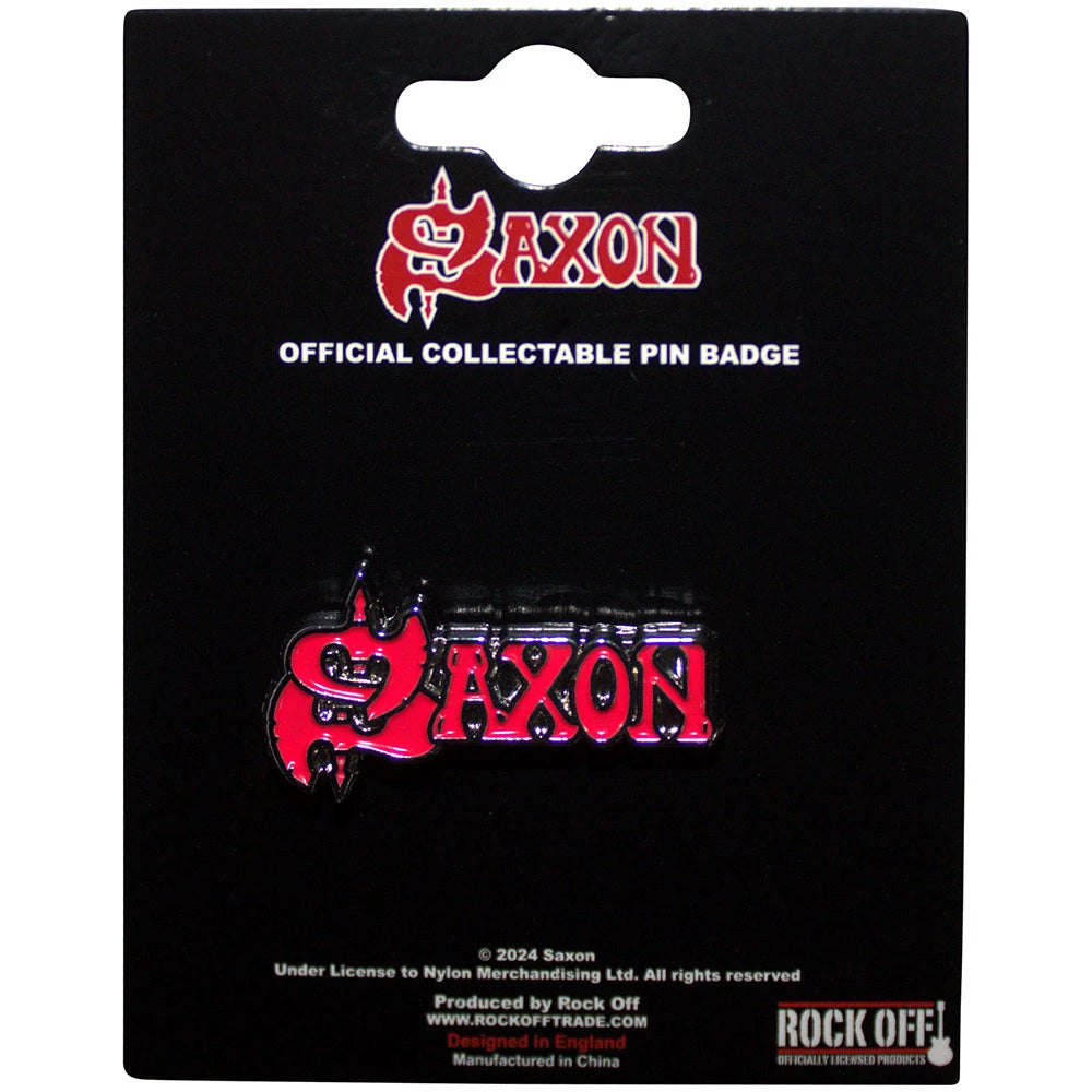 Saxon Ansteckpin – Red Logo (30mm / Glanznickel)