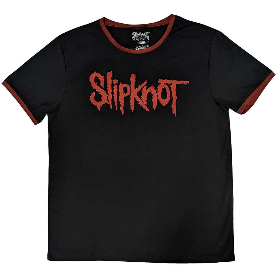Slipknot Unisex Ringer T-Shirt – Logo (Schwarz / Front & Back Print)