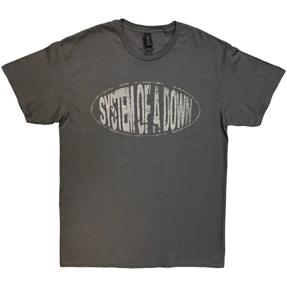 System Of A Down Unisex T-Shirt – Stretched Logo (Charcoal Grey)