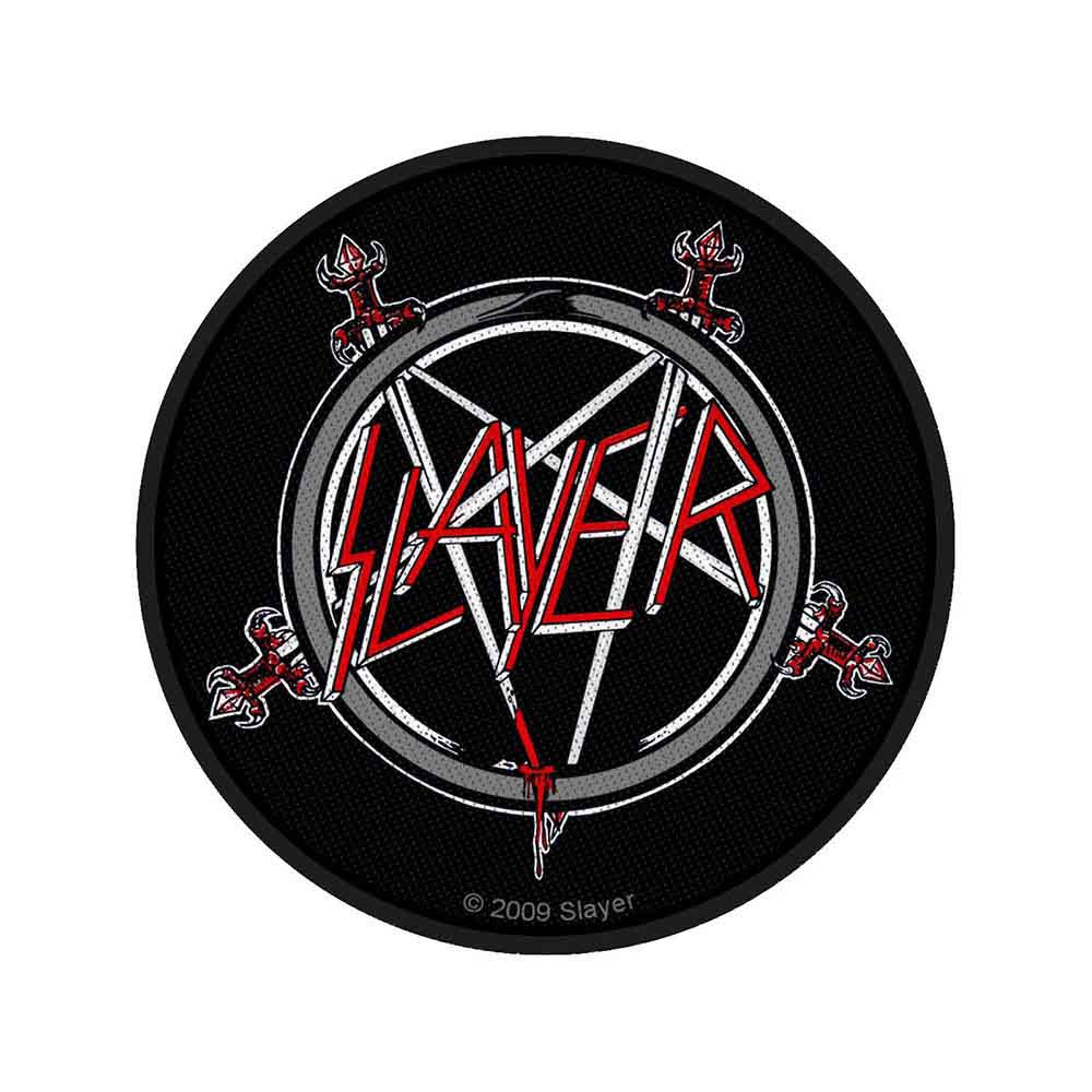 Slayer Patch | "Pentagram" Gewebter Aufnäher Rund | Zum Aufnähen | Thrash Metal Merch Ø 9 cm