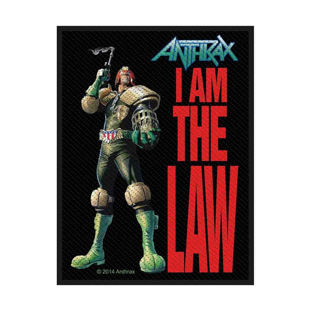 Anthrax Patch | I Am The Law Woven Aufnäher zum Annähen | Thrash Metal Band Merch | 10 x 10 cm