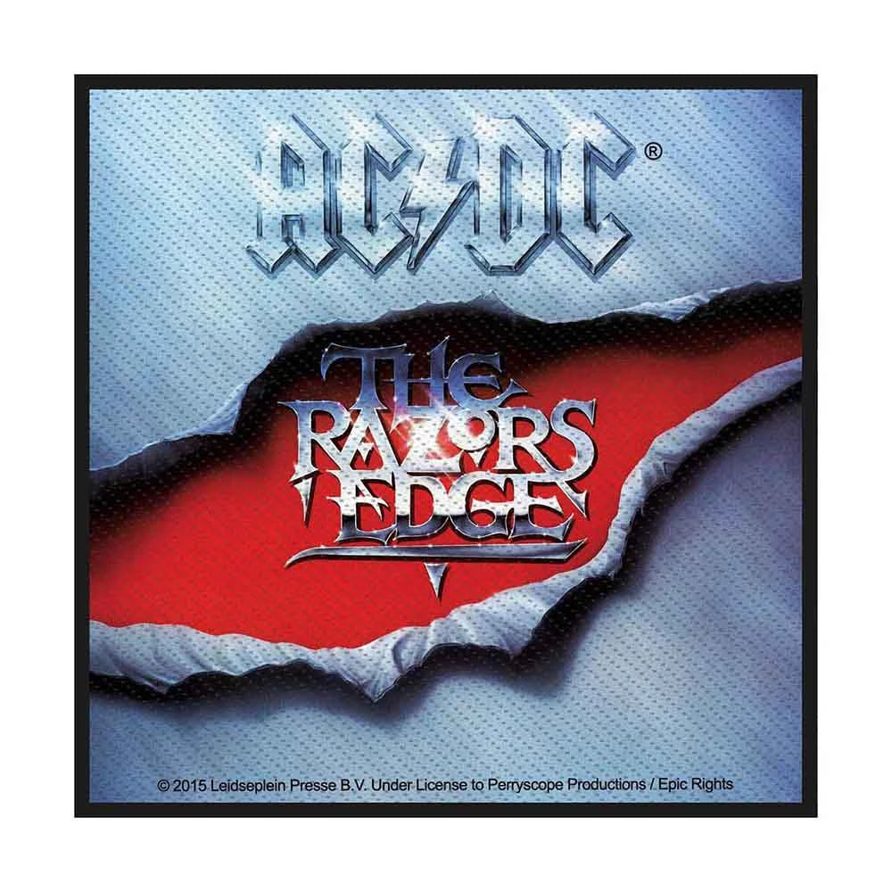 AC/DC Patch | The Razors Edge Woven Aufnäher zum Annähen | Hard Rock Band Merch | 10 x 10 cm