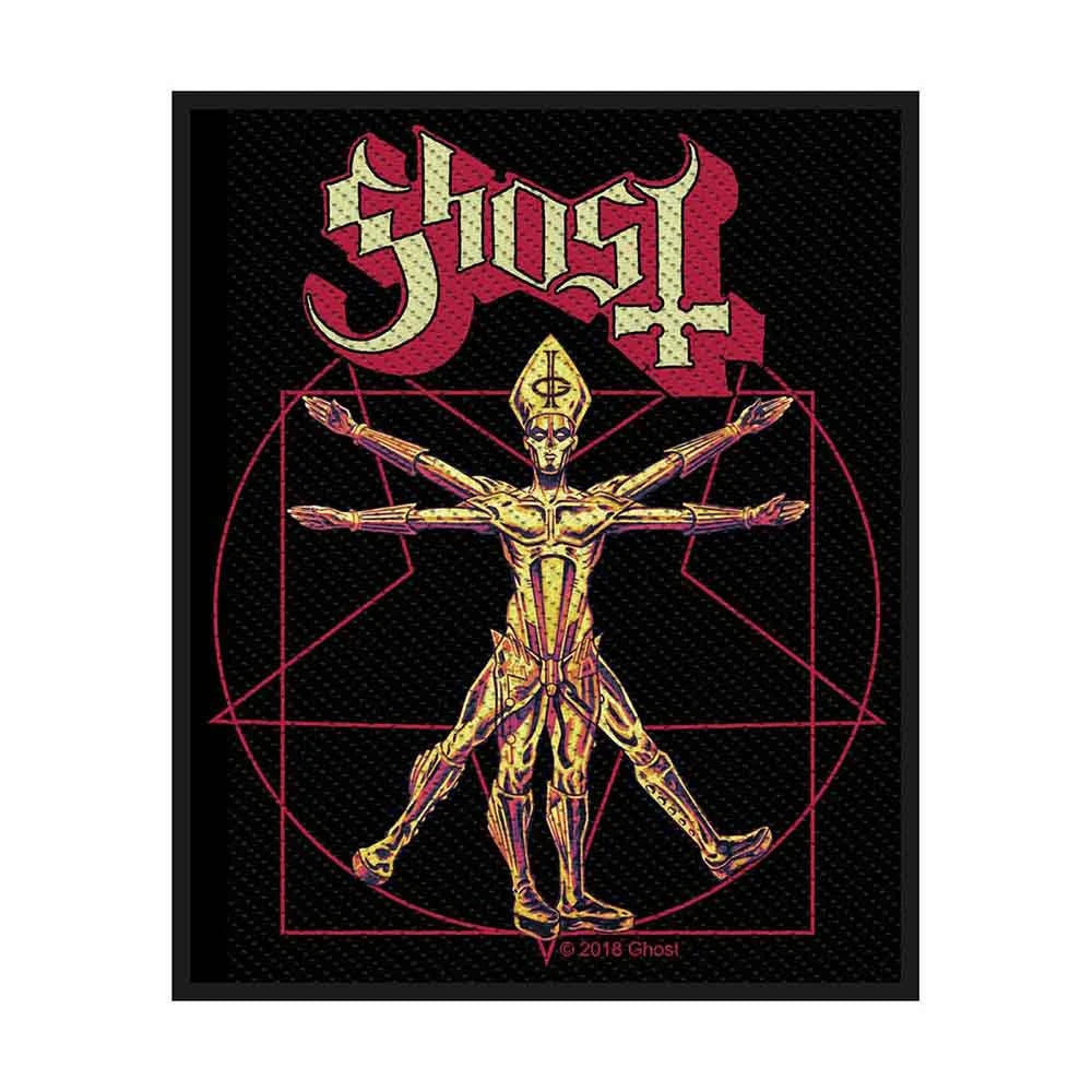 Ghost Patch | The Vitruvian Ghost Woven Aufnäher zum Annähen | Metal Band Merch | 10 x 10 cm