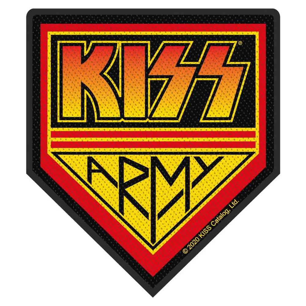 KISS Patch | KISS Army Woven Aufnäher zum Annähen | Classic Rock Band Merch | 10 x 10 cm
