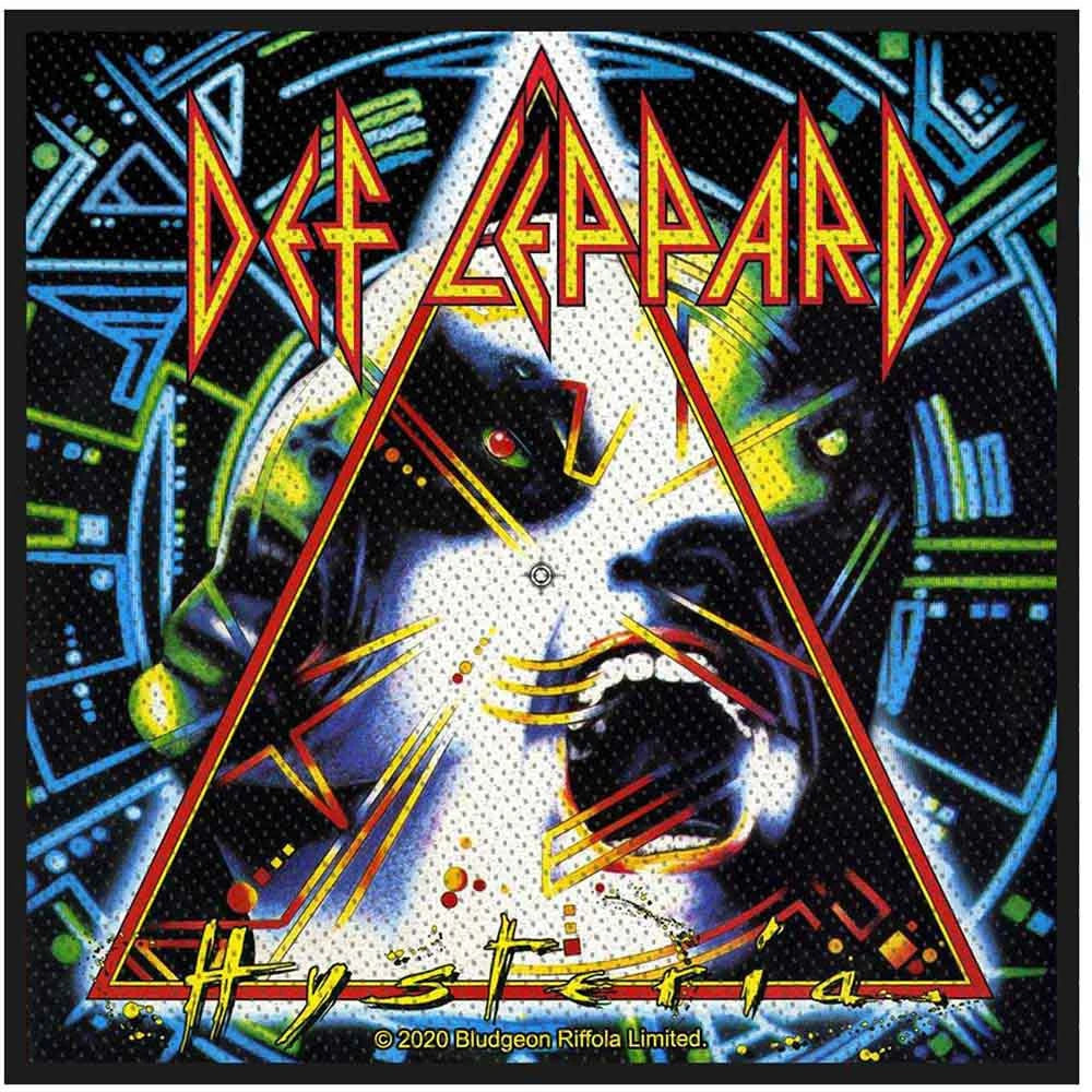 Def Leppard Patch | Hysteria Woven Aufnäher zum Annähen | Hard Rock Band Merch | 10 x 10 cm