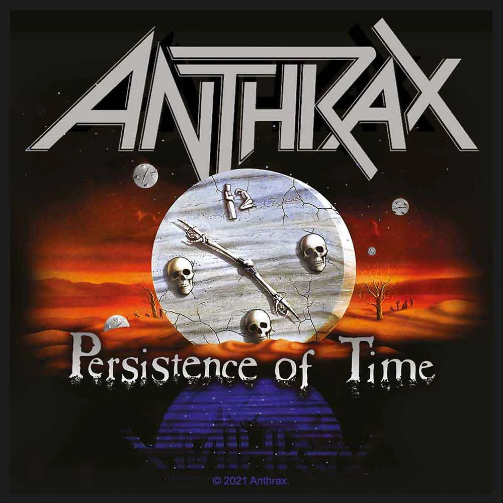 Anthrax Patch | Persistence of Time Woven Aufnäher zum Annähen | Thrash Metal Band Merch | 10 x 10 cm