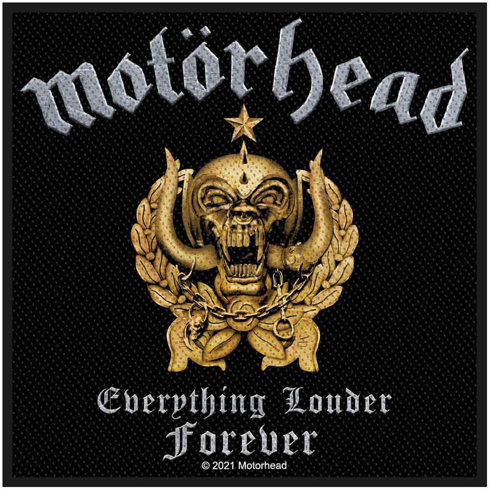 Motörhead Patch | "Everything Louder Forever" Gewebter Aufnäher | Zum Aufnähen | Heavy Metal Merch 10 x 9,5 cm