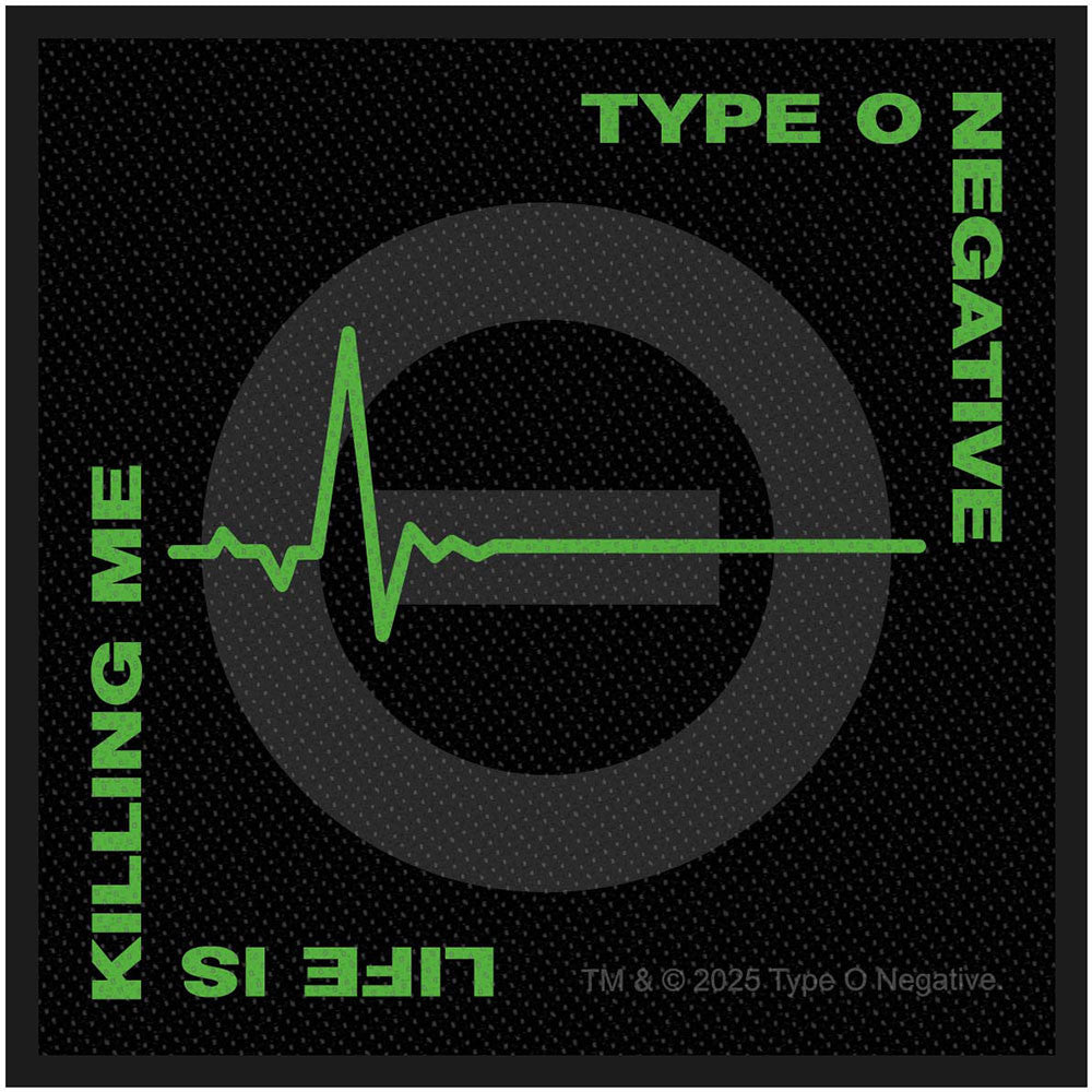 Type O Negative Patch | "Life Is Killing Me" Gewebter Aufnäher | Zum Aufnähen | Gothic Metal Merch 9,5 x 10 cm