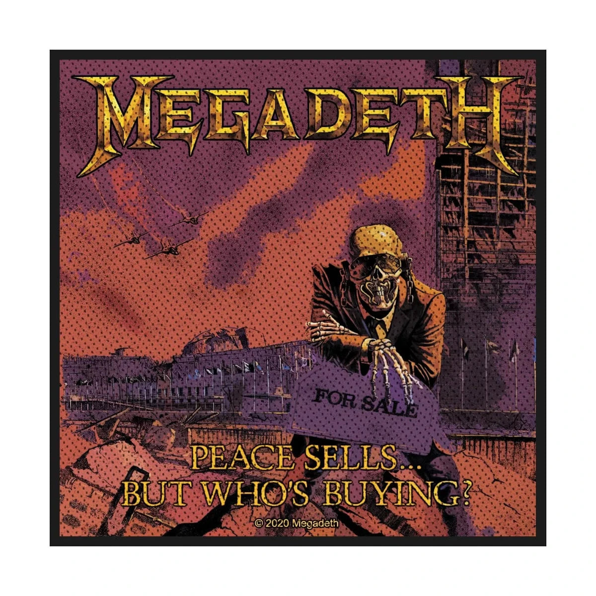 Megadeth Patch | Peace Sells Woven Aufnäher zum Annähen | Thrash Metal Band Merch | 10 x 10 cm