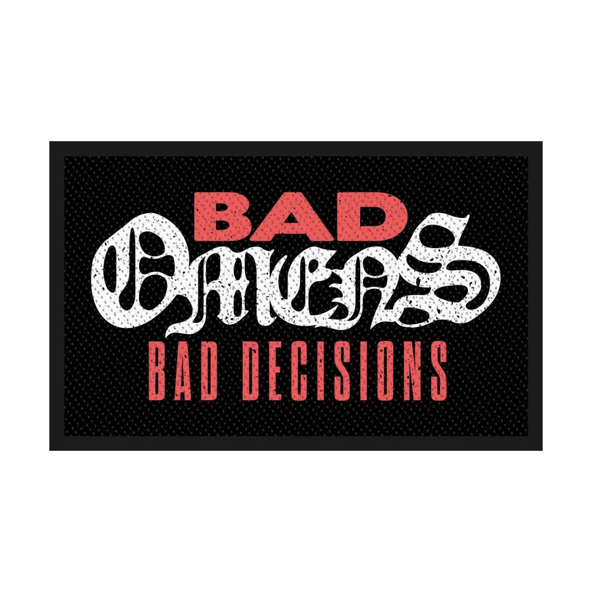 Bad Omens Patch | Bad Decisions Woven Aufnäher zum Annähen | Metalcore Band Merch | 10 x 10 cm