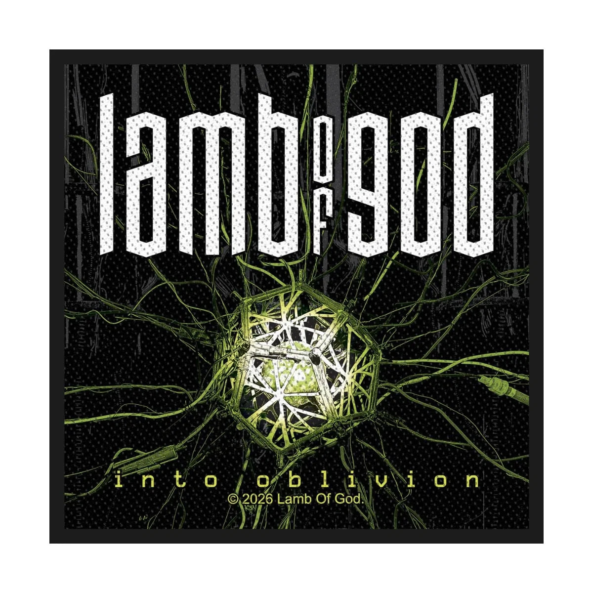 Lamb Of God Patch | Into Oblivion Woven Aufnäher zum Annähen | Groove Metal Band Merch | 10 x 10 cm