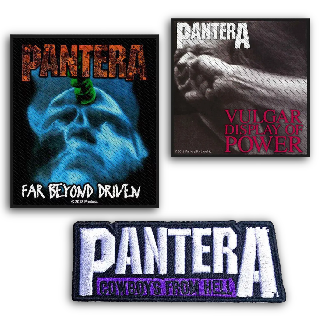 Offizielles Pantera Groove Metal Patch Bundle – Vulgar Display Of Power, Far Beyond Driven & Cowboys From Hell (3-teilig)