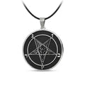 Pentagram Goat Head Necklace - 2.5 x 2.5 cm - Sigil of Lucifer Pendant - Double Sided - Stainless Steel Satanic Gothic Witch Jewelry