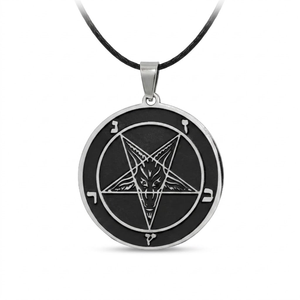 Pentagramm Kette Ziegenkopf – 2,5 x 2,5 cm – Sigil of Lucifer Anhänger – Beidseitig – Edelstahl Satanic Gothic Hexen Schmuck