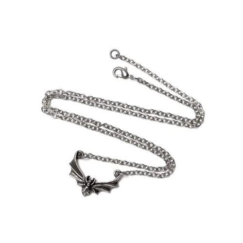 Alchemy Gothic "The Belfry" Halskette | Fledermaus Anhänger "Der Dachboden" | Zinn Schmuck ca. 2,4 x 1,8 cm