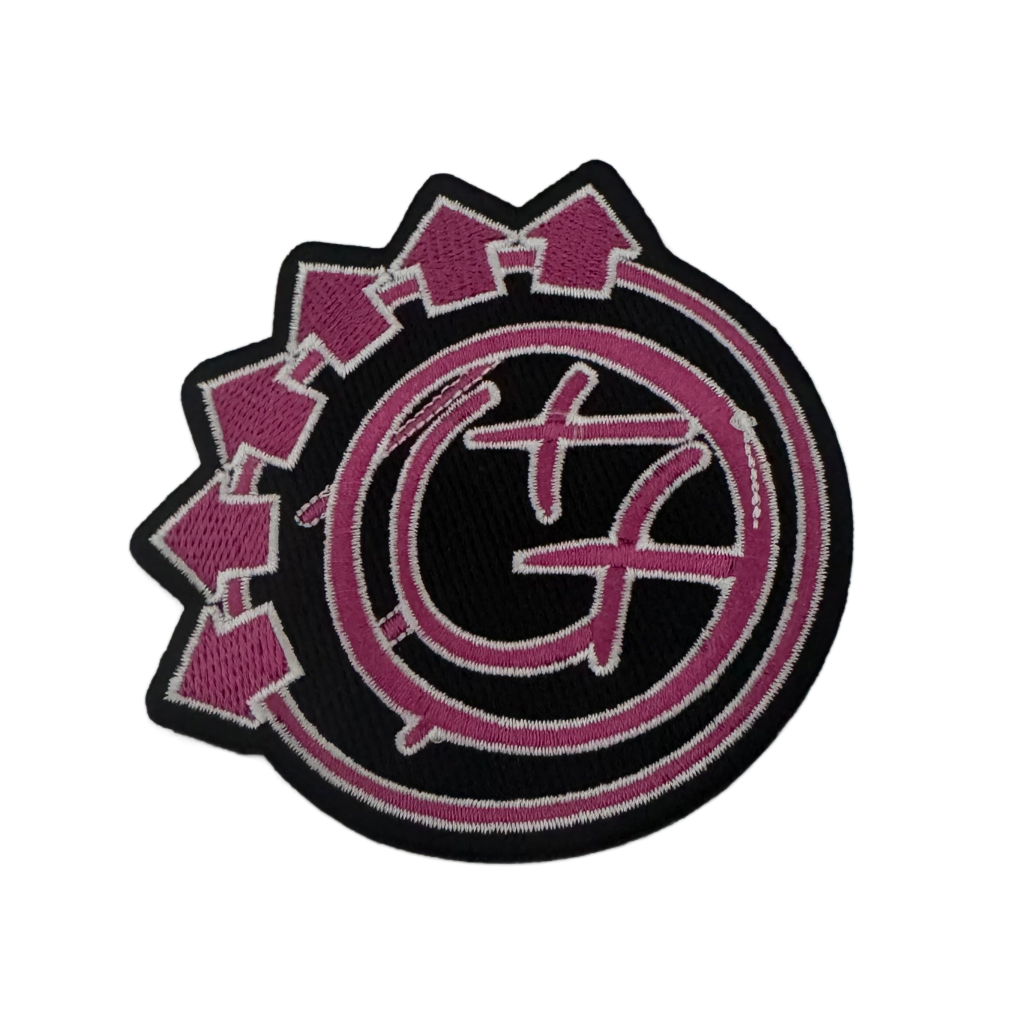 Offizieller Blink-182 Patch | "Pink Neon Six Arrows Smile" Gewebter Aufnäher | Pop Punk Merch | Zum Aufbügeln | 7,5 cm