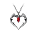 Alchemy Gothic "Batheart" Halskette | Fledermaus Herz Anhänger mit Kristall | Zinn Schmuck ca. 3,6 x 3,6 cm