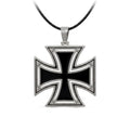 Iron Cross Necklace - Stainless Steel Pendant Men's Jewelry - Knight Templar Gothic Rock Biker - 5 x 5 cm