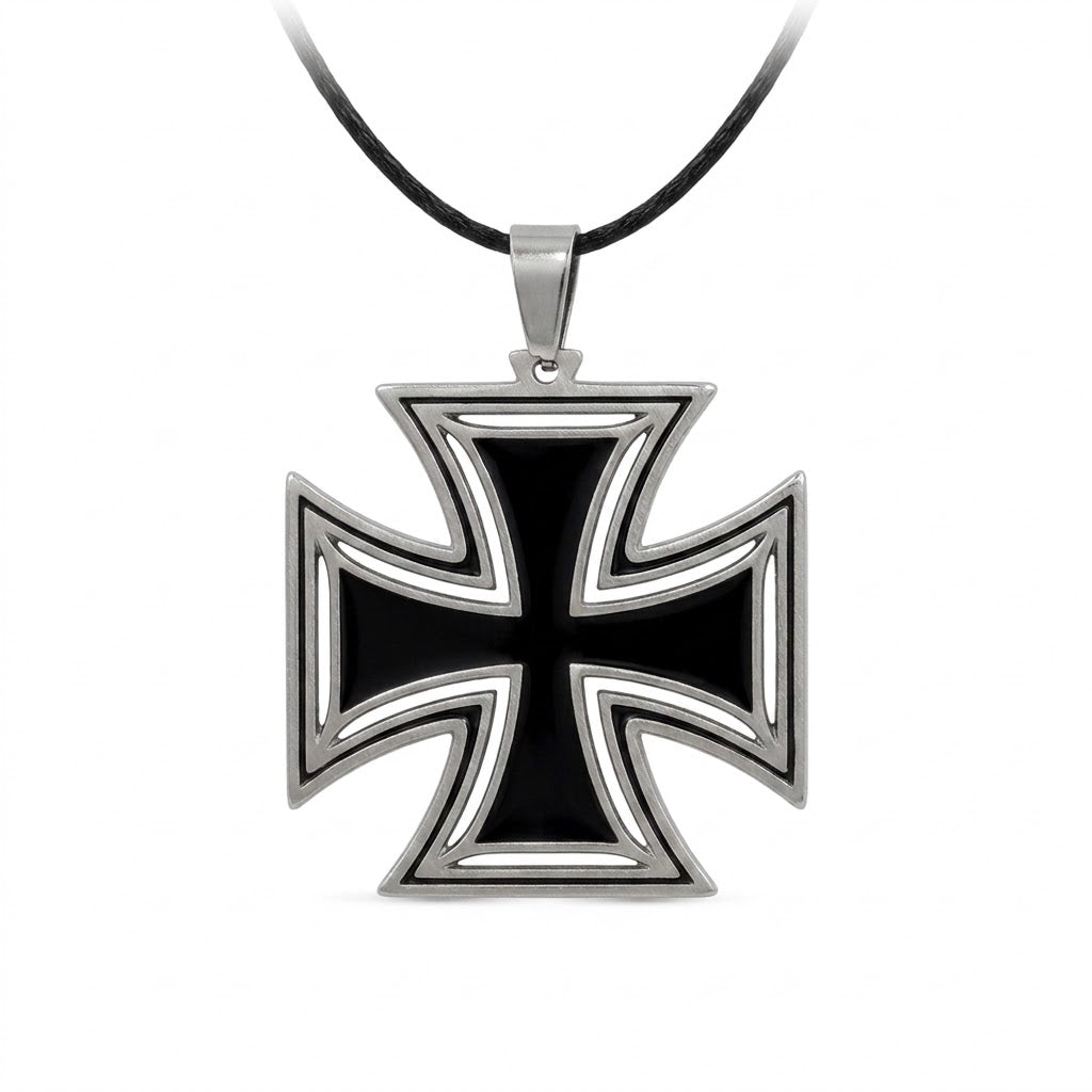 Eisernes Kreuz Kette – Edelstahl Anhänger Herren Schmuck – Ritter Templer Gothic Rock Biker – 5 x 5 cm