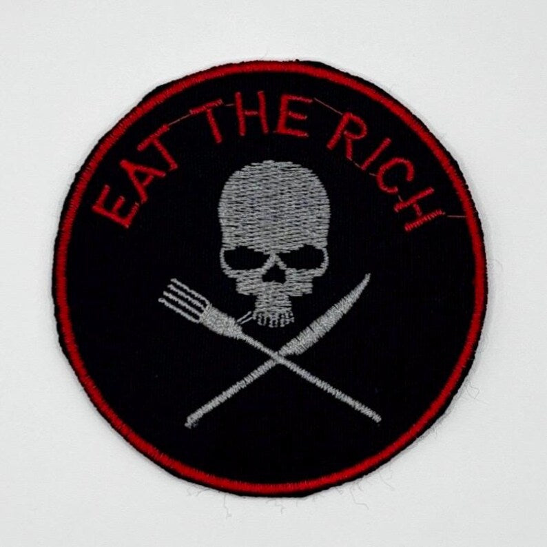Eat The Rich Patch - 7.5 x 7.5 cm Skull Patch - Anarchy Punk Goth DIY - sew-on