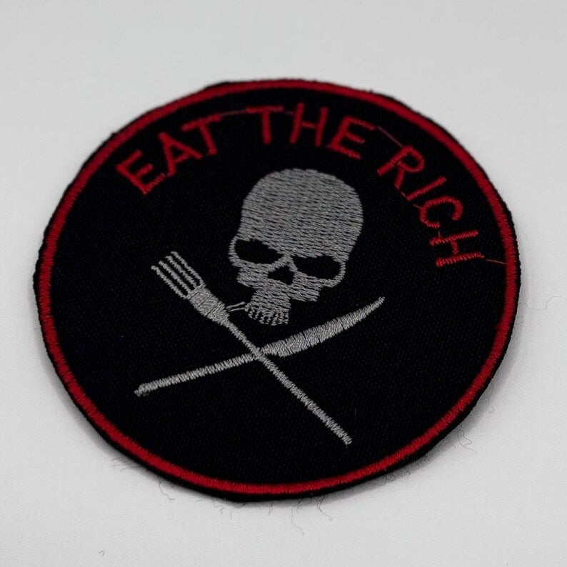 Eat The Rich Patch - 7.5 x 7.5 cm Skull Patch - Anarchy Punk Goth DIY - sew-on