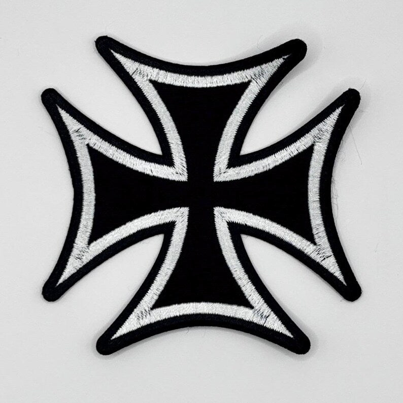 Eisernes Kreuz Aufnäher – 10 x 10 cm – Schwarzer Patch – Biker Gothic Rock Stickerei Deutschland