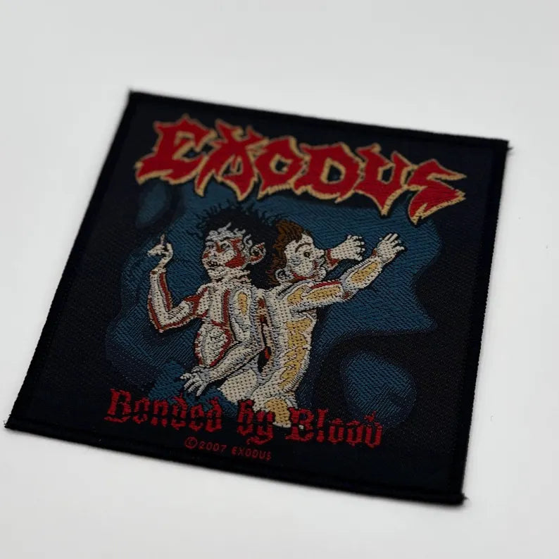 Exodus Aufnäher – Bonded by Blood – 10 x 10 cm – Gewebter Patch – Thrash Metal Kultband