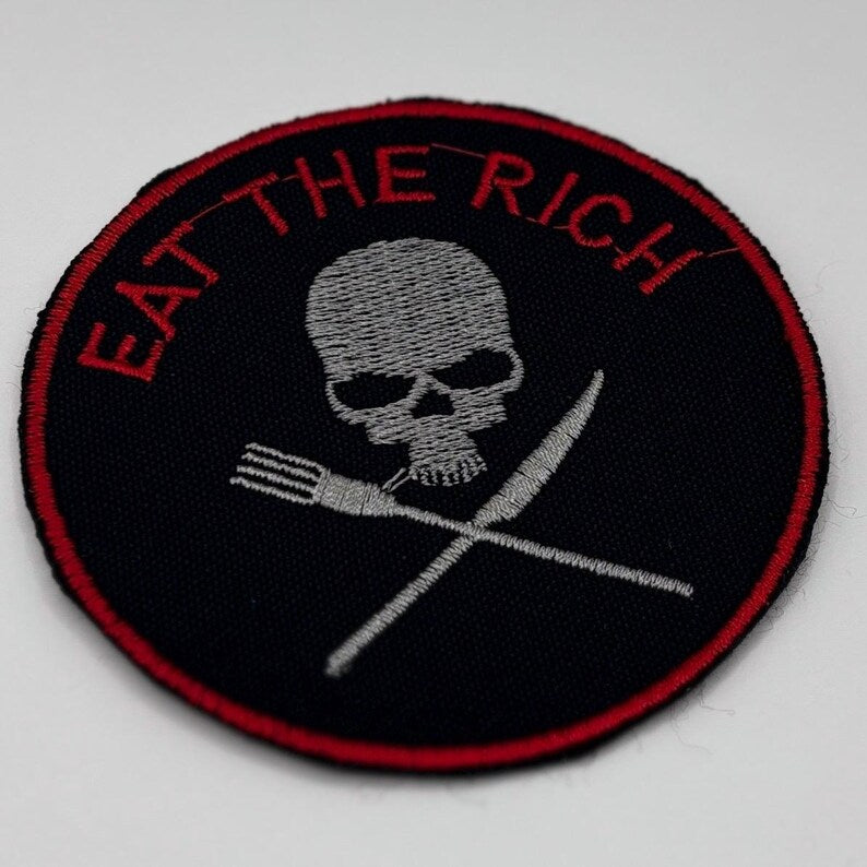Eat The Rich Aufnäher – 7,5 x 7,5 cm Totenkopf Patch – Anarchie Punk Goth DIY - zum Aufnähen