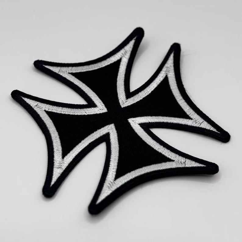 Eisernes Kreuz Aufnäher – 10 x 10 cm – Schwarzer Patch – Biker Gothic Rock Stickerei Deutschland