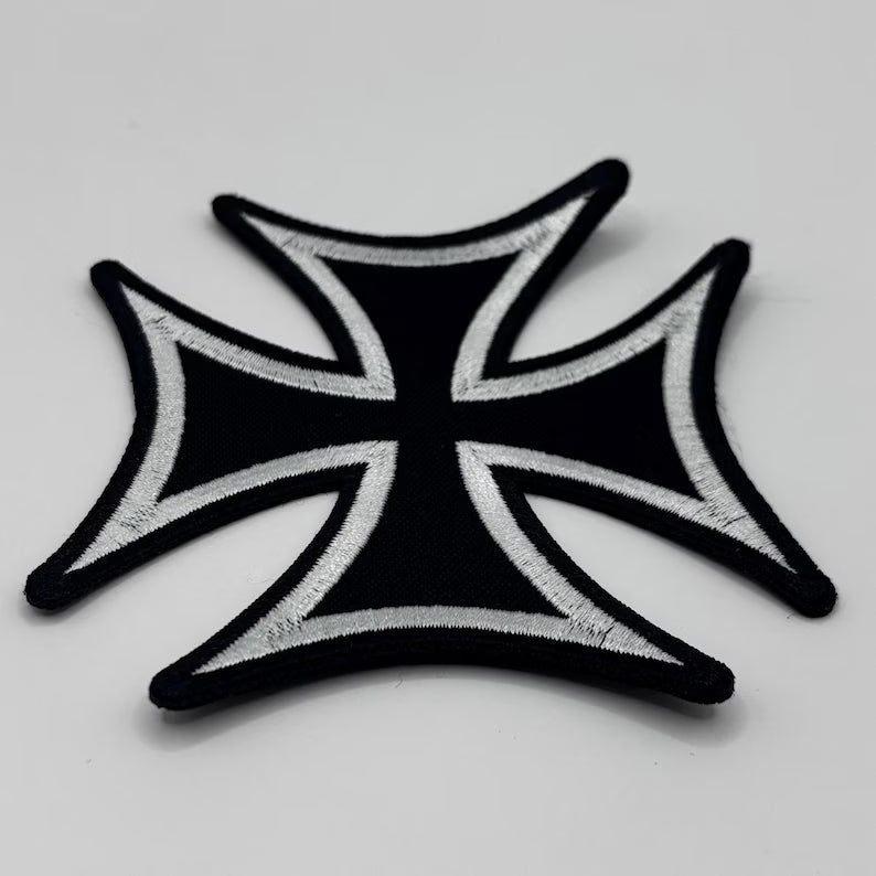 Eisernes Kreuz Aufnäher – 10 x 10 cm – Schwarzer Patch – Biker Gothic Rock Stickerei Deutschland