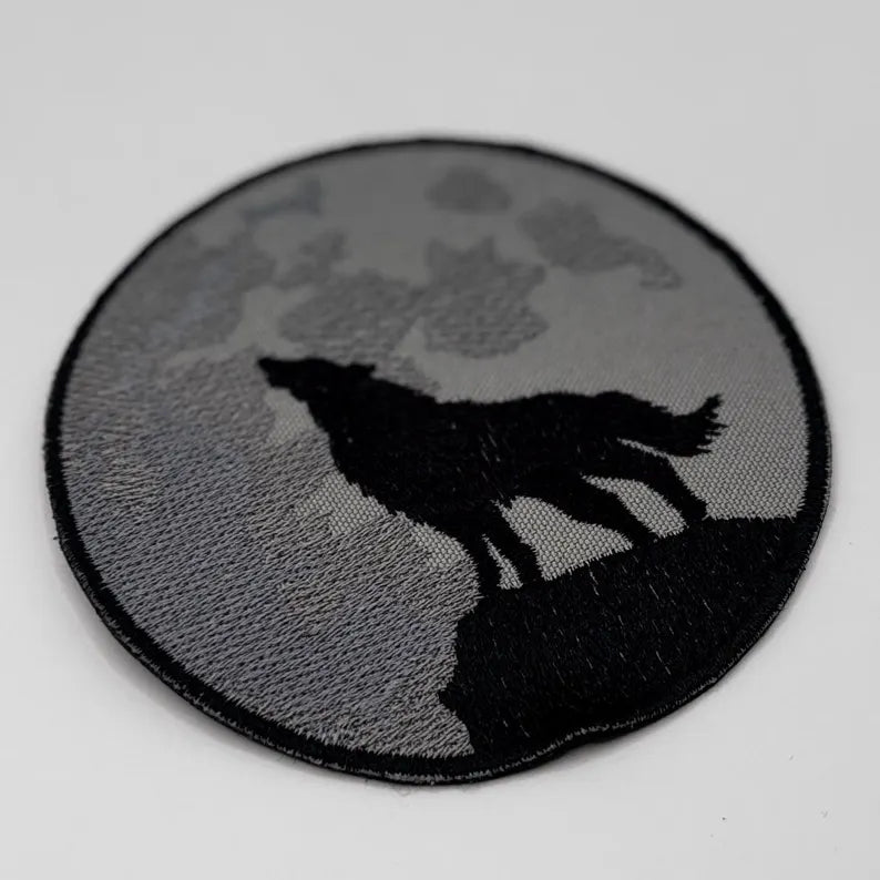 Wolf Mond Aufnäher – 10 x 10 cm Patch – Stickerei – Türkei Tschetschenien Wikinger Symbol - zum Aufnähen
