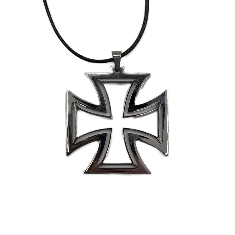 Eisernes Kreuz Kette – Edelstahl Anhänger Herren Schmuck – Ritter Templer Gothic Rock Biker – 5 x 5 cm