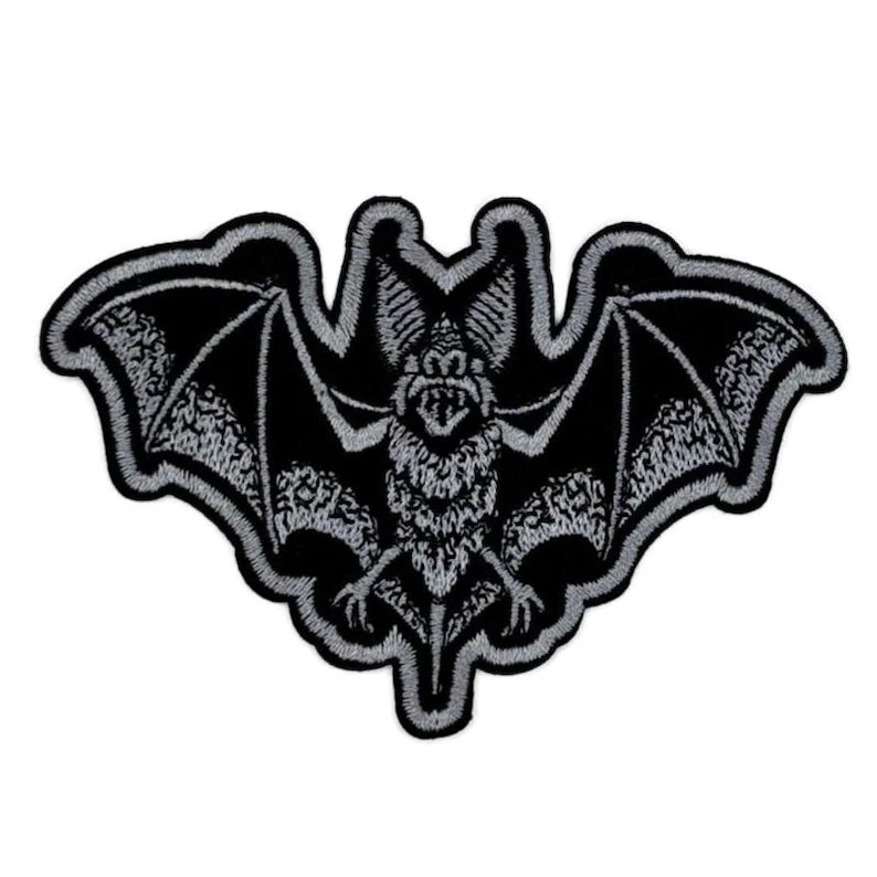Bat Patch - 10 x 6.5 cm - Black Patch Goth Vampire Halloween Embroidery