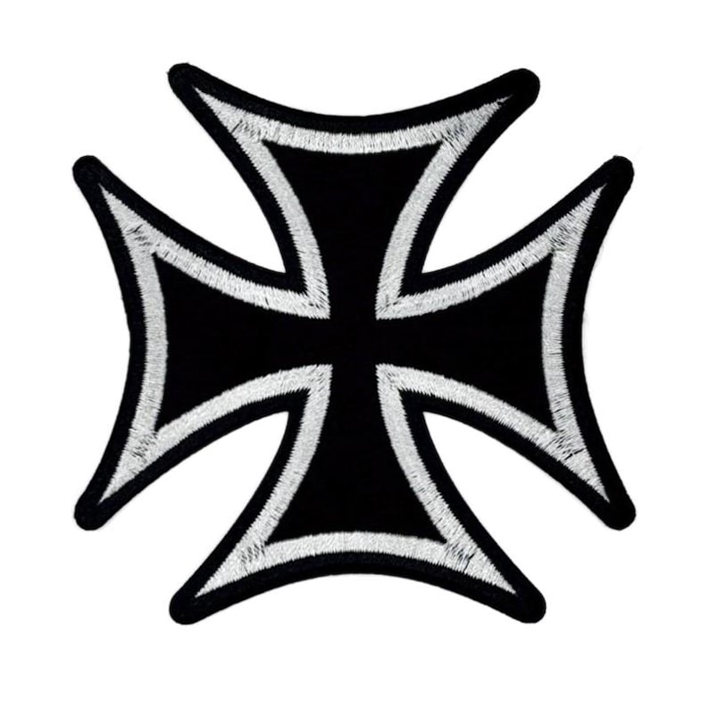 Eisernes Kreuz Aufnäher – 10 x 10 cm – Schwarzer Patch – Biker Gothic Rock Stickerei Deutschland