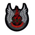 Sacred Heart Aufnäher – Flammendes Herz mit Dornen und Flügeln – 11 x 9,5 cm – Gestickter Patch